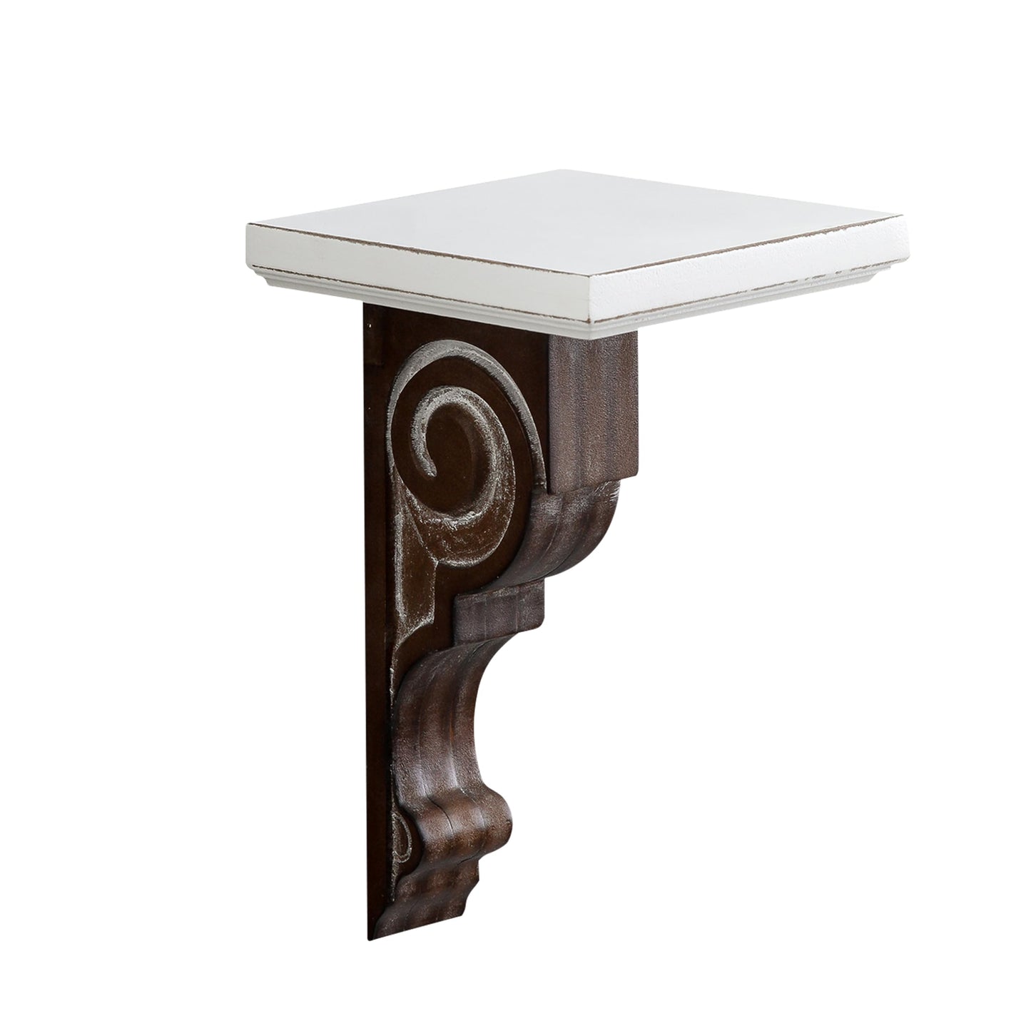 SOFE Small Wood Floating Shelf 12 Inches Tall, Farmhouse Wood Shelf for Wall, Decorative Rustic Candle Holder Shelf, White & Brown, Living Room, Bedroom, Dining Room Decor