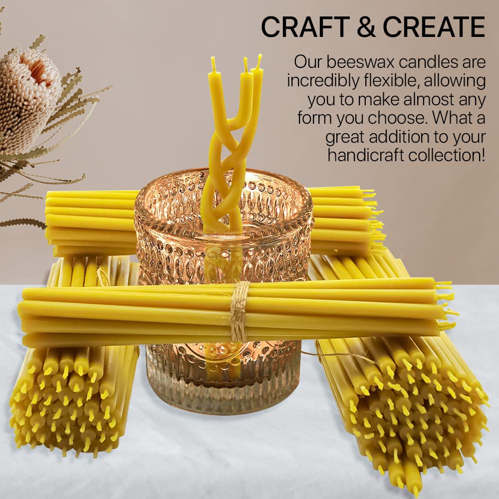 Natural Candles 7” 15 pcs Best Candle Pure Deep Yellow Bee Wax with Great Honey Scent and Cotton Wicks - Eco Friendly 100% Candles for Decoration Home Birthday Cake 110440