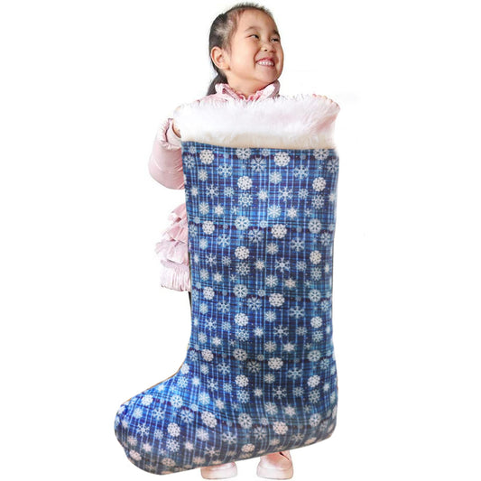 MSYO Giant Christmas Stocking - Super Soft Velvet Buffalo Plaid with Plush Cuff, Extra Large Xmas Stocking for Fireplace, Stairs, Mantel - Festive Holiday Home Decor for Christmas Tree(Blue)