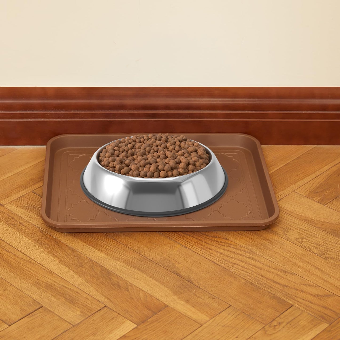 PETABBY Boot Tray 2 Packs All Seasons Multi-Purpose, Waterproof Boot Trays for Entryway Indoor & Outdoor, Non-Slip Shoe Tray, 16.7"x12.8",Brown