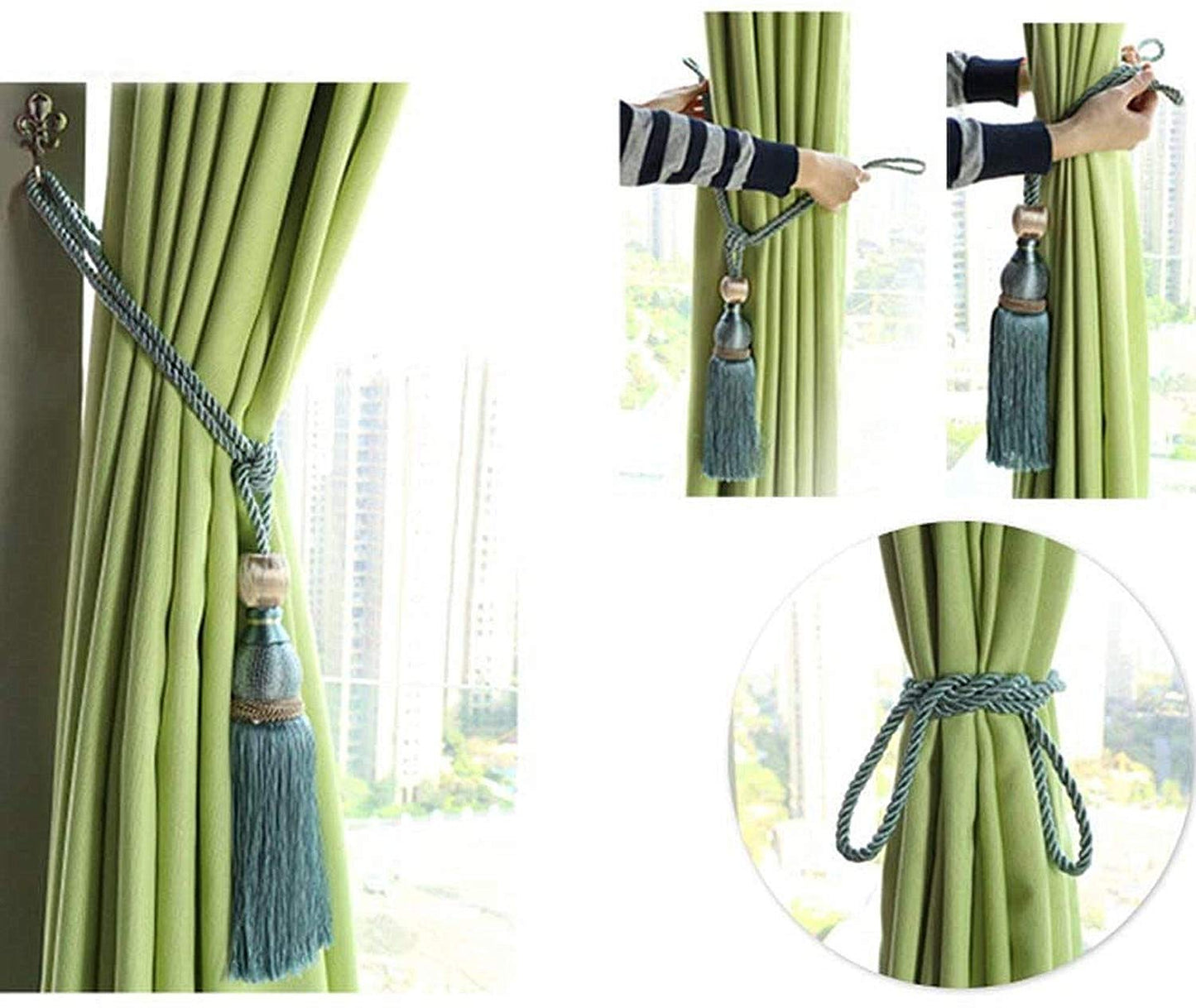 Selling Wonderful Curtain Holdbacks Curtains Tiebacks Home Decorative Braided Buckle Fastener Accessories Window Drapery Ball Tassels Tiebacks, Set of 2(Pink)
