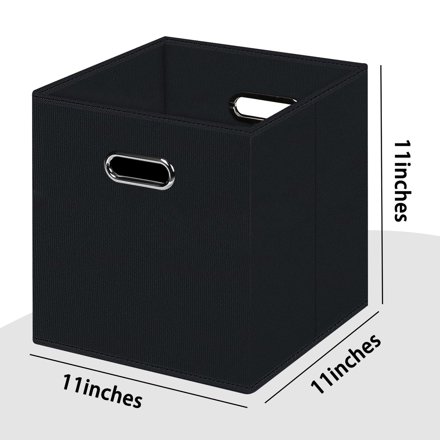 HEAYEEG Black Foldable Storage Cubes Bins , Fabric Storage Box Cubes Organizer Baskets with Dual Handles for Home Organizer (Black)