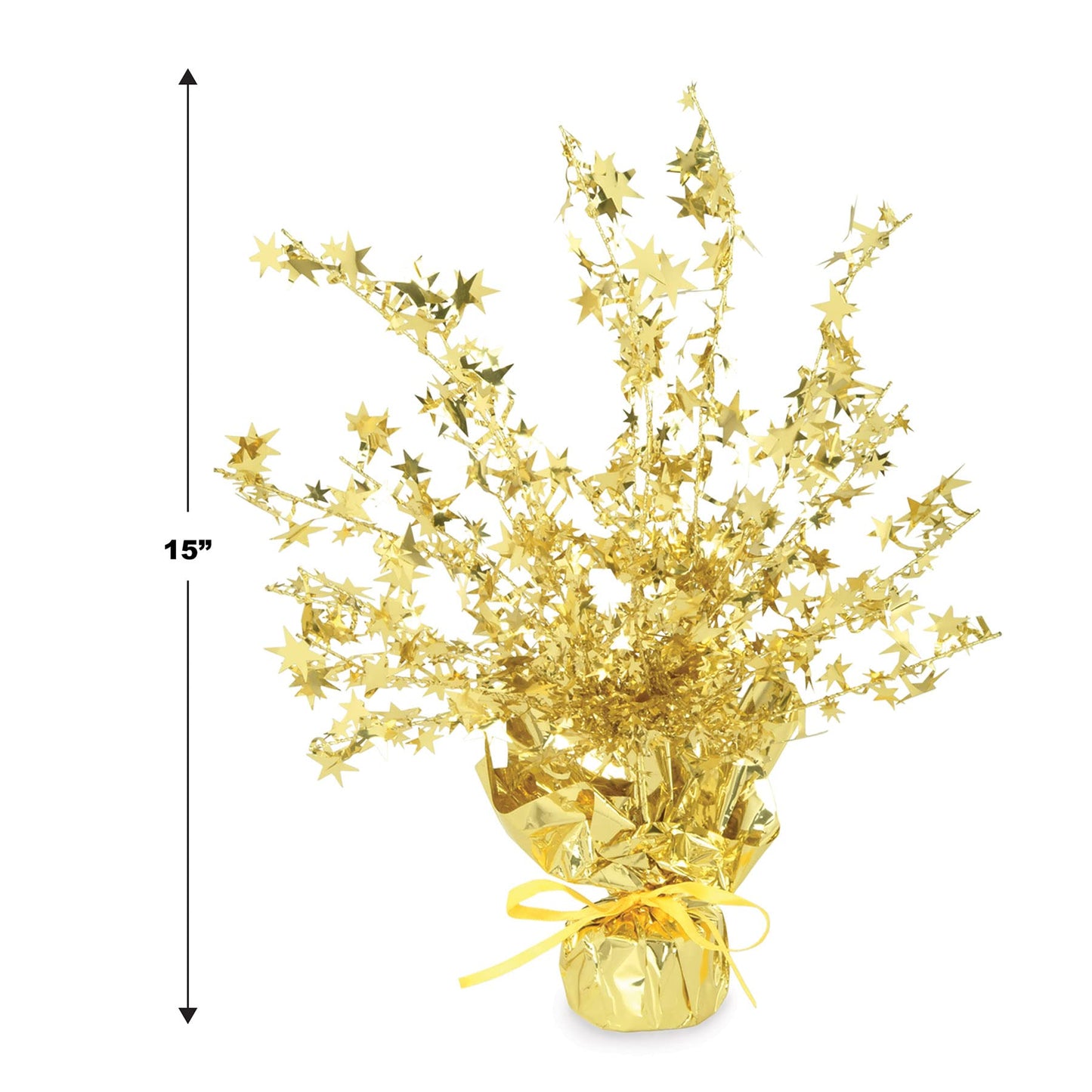 Beistle Star Gleam 'N Burst Centerpiece, 15", Gold Metallic Foil Table Decoration for Birthdays, Weddings, New Year's Parties, Awards Night and Special Events