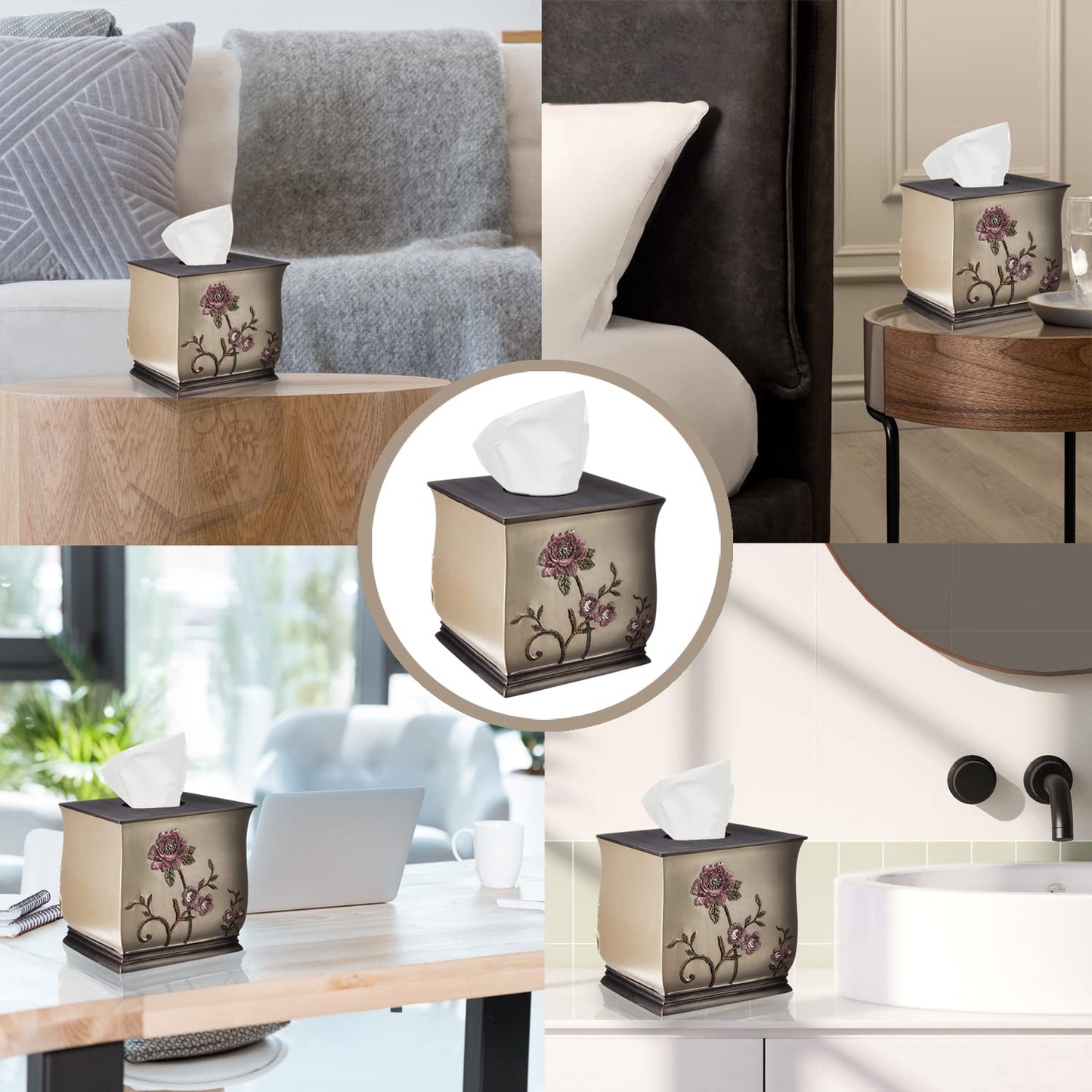 Resin Tissue Box Cover for Modern Home Decor - Minimalist Square Tissue Box Holder for Guest Room, Bedroom, Bathroom, Tabletop & Office - Durable and Aesthetic Tissue Holder, Larrisa