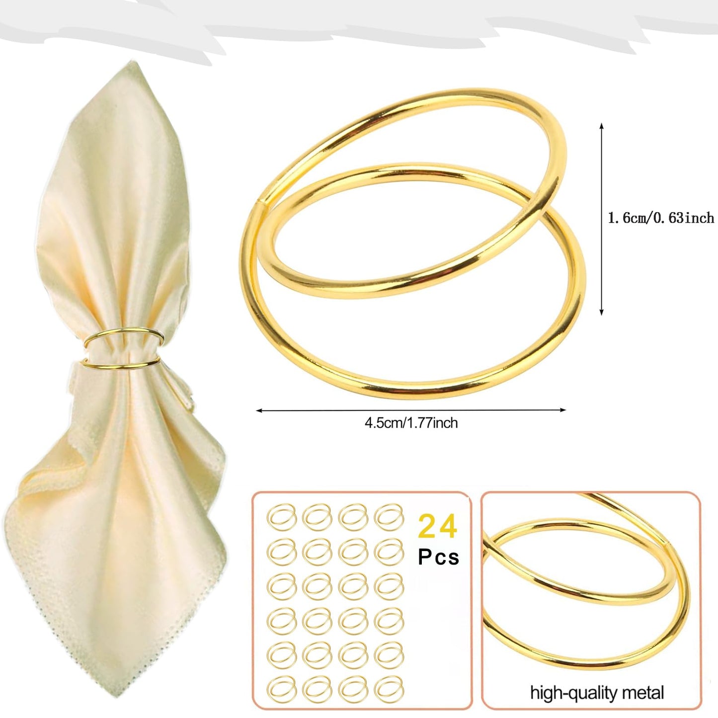 Gold Napkin Rings-24 PCS Metal Spiral Napkin Rings(Spiral) Napkin Holders Buckles for Family Dinner, Wedding, Party,Table Decorations