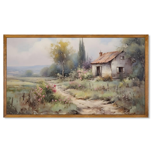 Vintage Framed Wall Art for Living Room,Cottage Core Wall Decor Retro Country Landscape Painting,Vintage Art Prints Rustic Farmhouse Bathroom Pictures Wall Decor for Home Bedroom,18"x10"
