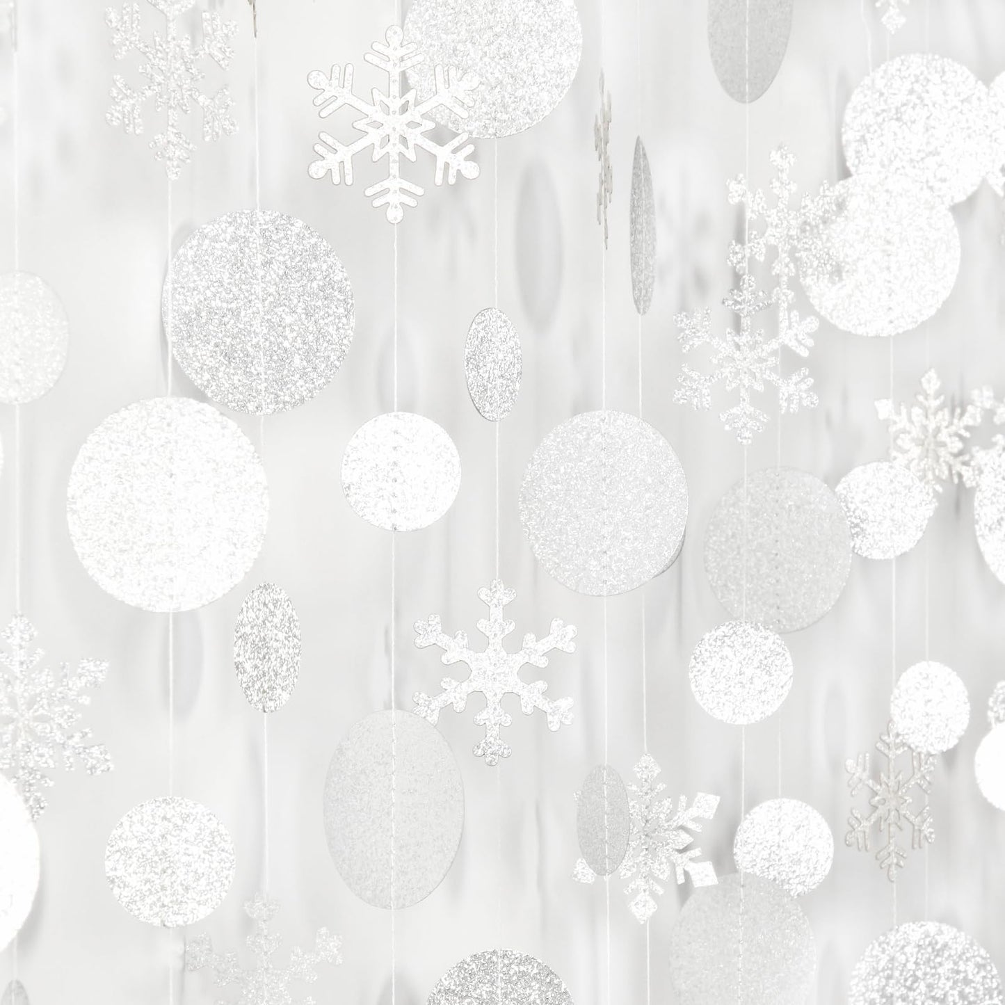 Silver Snowflake-Snow White-Christmas Party-Decorations Garland - 4pcs Winter Wonderland Hanging Streamers,Frozen Baby Shower Birthday New Year Bridal Ceiling Banner Backdrop Decor Burgleda