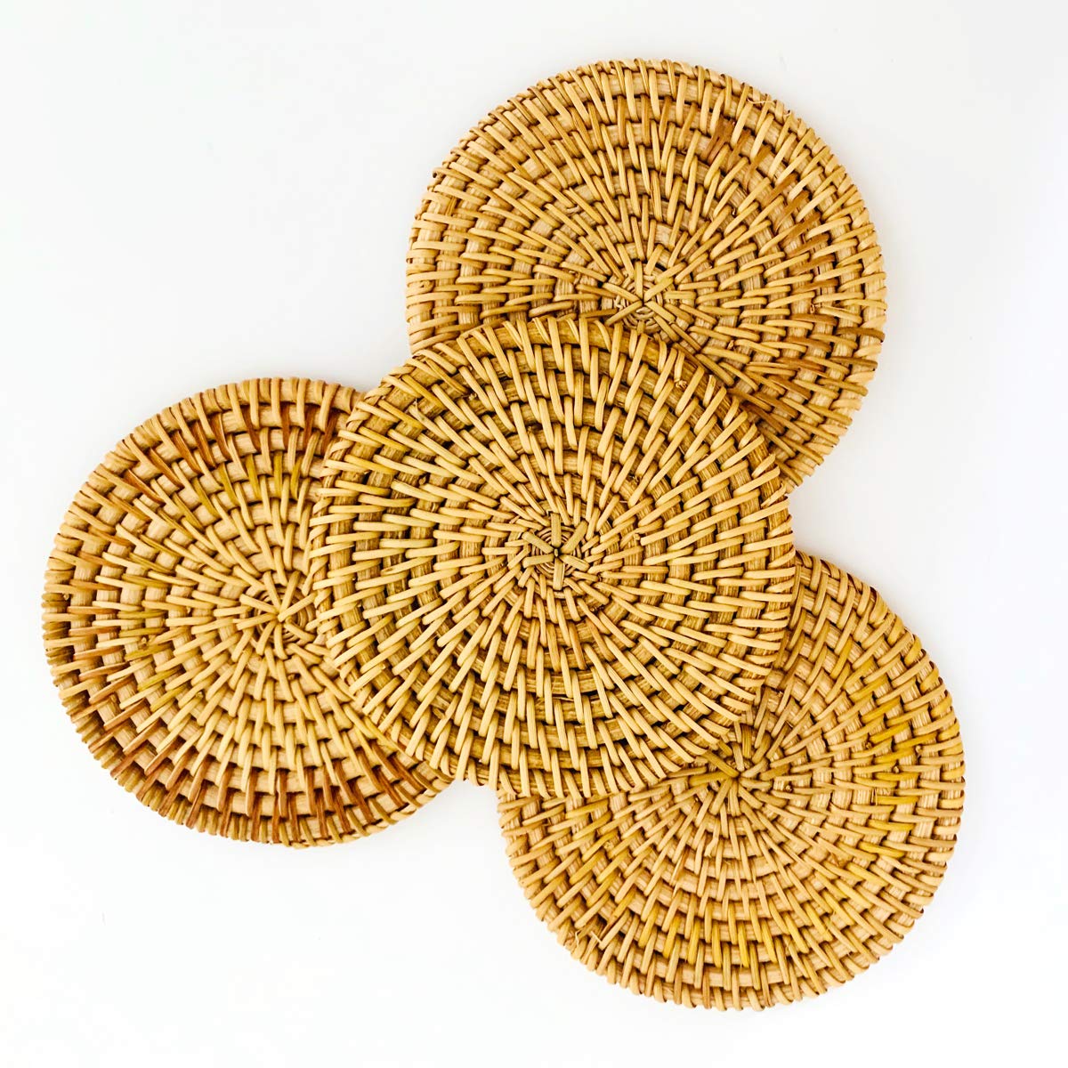 Handmade Braided Drink Coasters, Set of 4, 3.94’’ Round, Ideal for Gifts & Home Decor