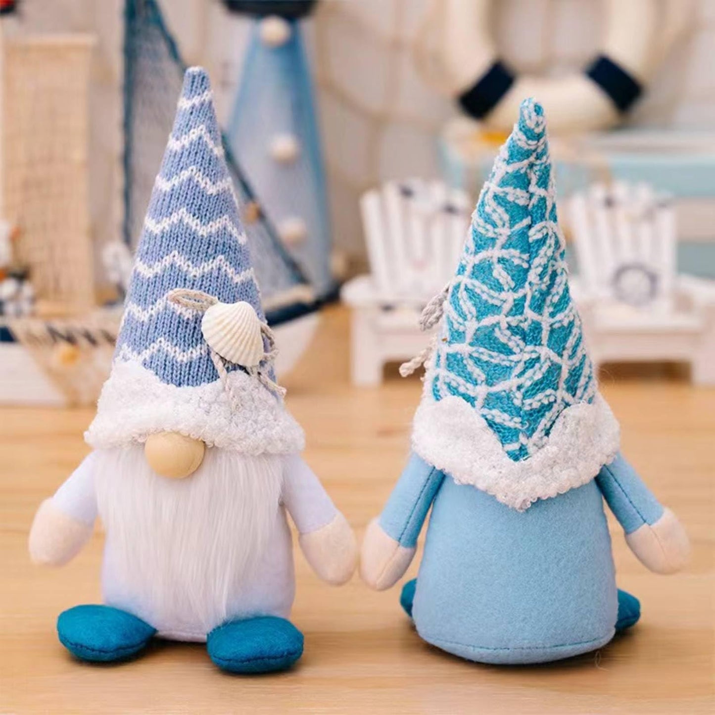 ALYRMEI Summer Gnomes Decorations, Beach Gnome Plush Decor for Home Ocean Day Gnomes Tiered Tray Decor Handmade Tomte Swedish Nisse Scandinavian Elf Dwarf,Birthday Gnome Gifts, White