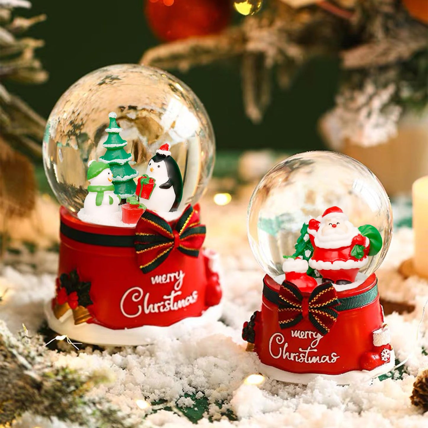 Bbiamsleep 40 Pcs Mini Resin Christmas Figures Miniature Christmas Figurines Xmas Miniature Ornaments Snow Globe Figurines for Fairy Garden Xmas Snow Globes Village Decor