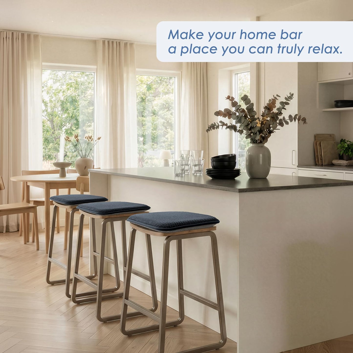 SWEMSTAR Chair Cushions - 15"*17" Kitchen Dining Chair Pads Foam Seat Cushion for Chairs Barstool Cushions Non Slip Seat Pad