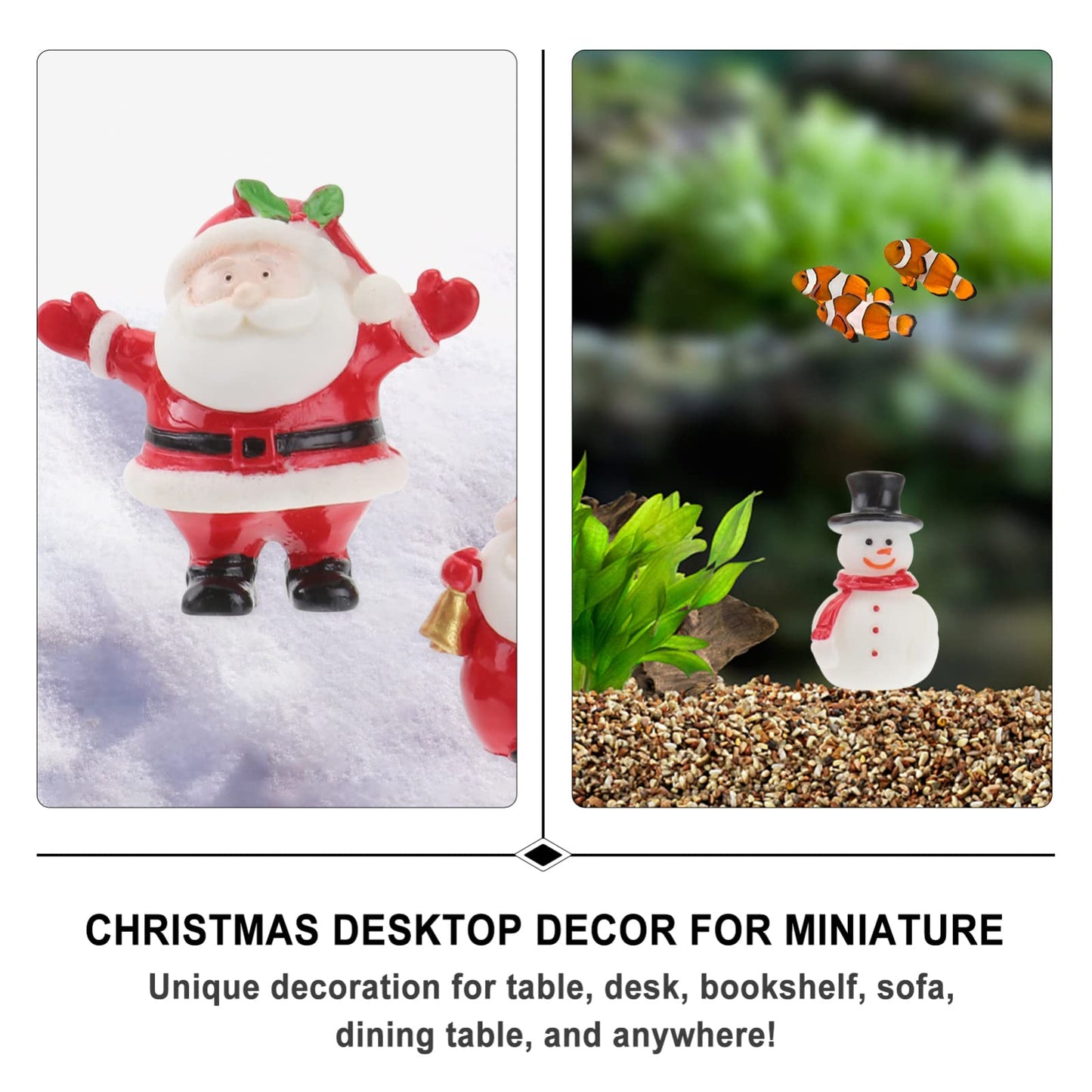 Happyyami 10 Pcs Santa Claus Resin Miniature Ornaments, Christmas Desktop Decorations for Home Office, for Holiday Decor and Children