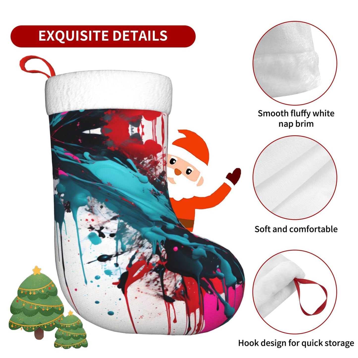 KOPUUYRD Abstract Paint Splashes Print Luxurious Holiday Socks,Unique Christmas Socks for Joyful Season,Festive Ornament Classic
