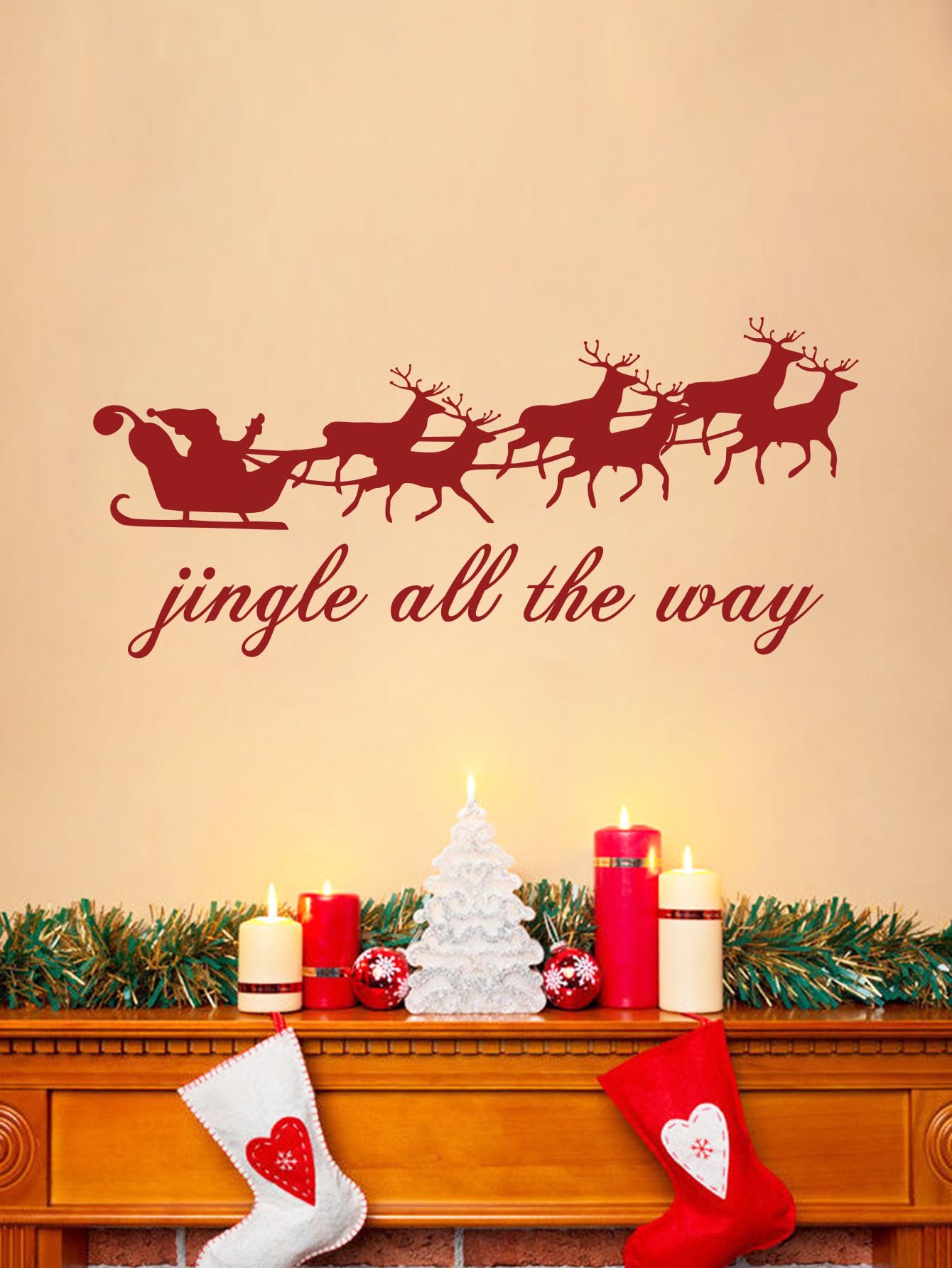 Christmas Wall Decor Painting Living Room Cute Winter Vinyl Art Quotes Decoration Jingle All The Way
