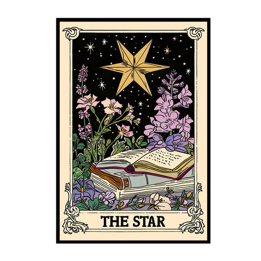 Retro Bohemian-style star Tarot card wall art aesthetics Astrology Tarot card magic bedroom aesthetics wall art decoration room bedroom living room 16x24inch Unframed