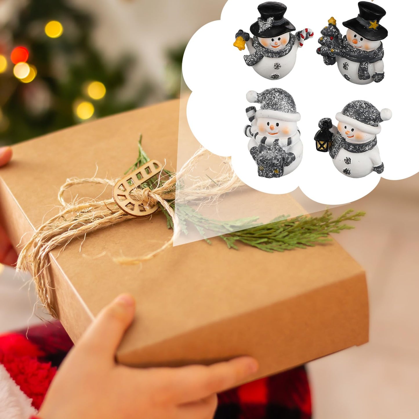Honoson 12 Pcs Christmas Cute Snowman Figurines Winter Miniature Glittered Figurines Resin Micro Landscapes Winter Snow Decoration for Christmas Birthday Home Decorations Gift(Cute Snowman)
