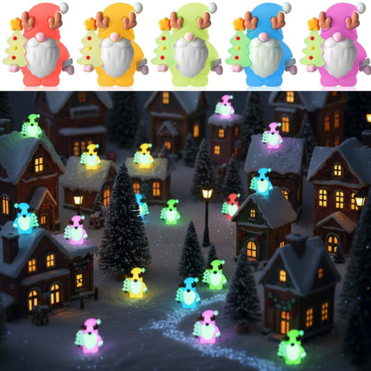 Sonwyoung 30 Pcs Christmas Mini Gnomes Figurines Bulk Glow in Dark Luminous Santa Miniature Tiny Ornaments Christmas Village Decor Hide and Seek Mini Gifts Xmas Tree Home Party Craft Decoration