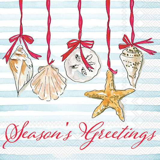 Boston International IHR 3-Ply Cocktail Napkins Decorative, 20-Count, 5" x 5" Cocktail Size, Seasons Greetings, 20-Count