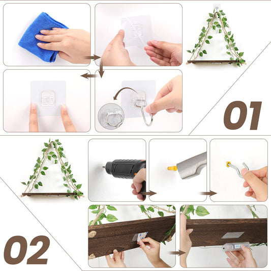 JOPSTDI Floating Shelves for Wall, Plant Wall Decor, Hanging Shelf, Cottage Core Decor, Room Decor Aesthetic, Trinket Shelf, Two-Piece Set, No Drilling
