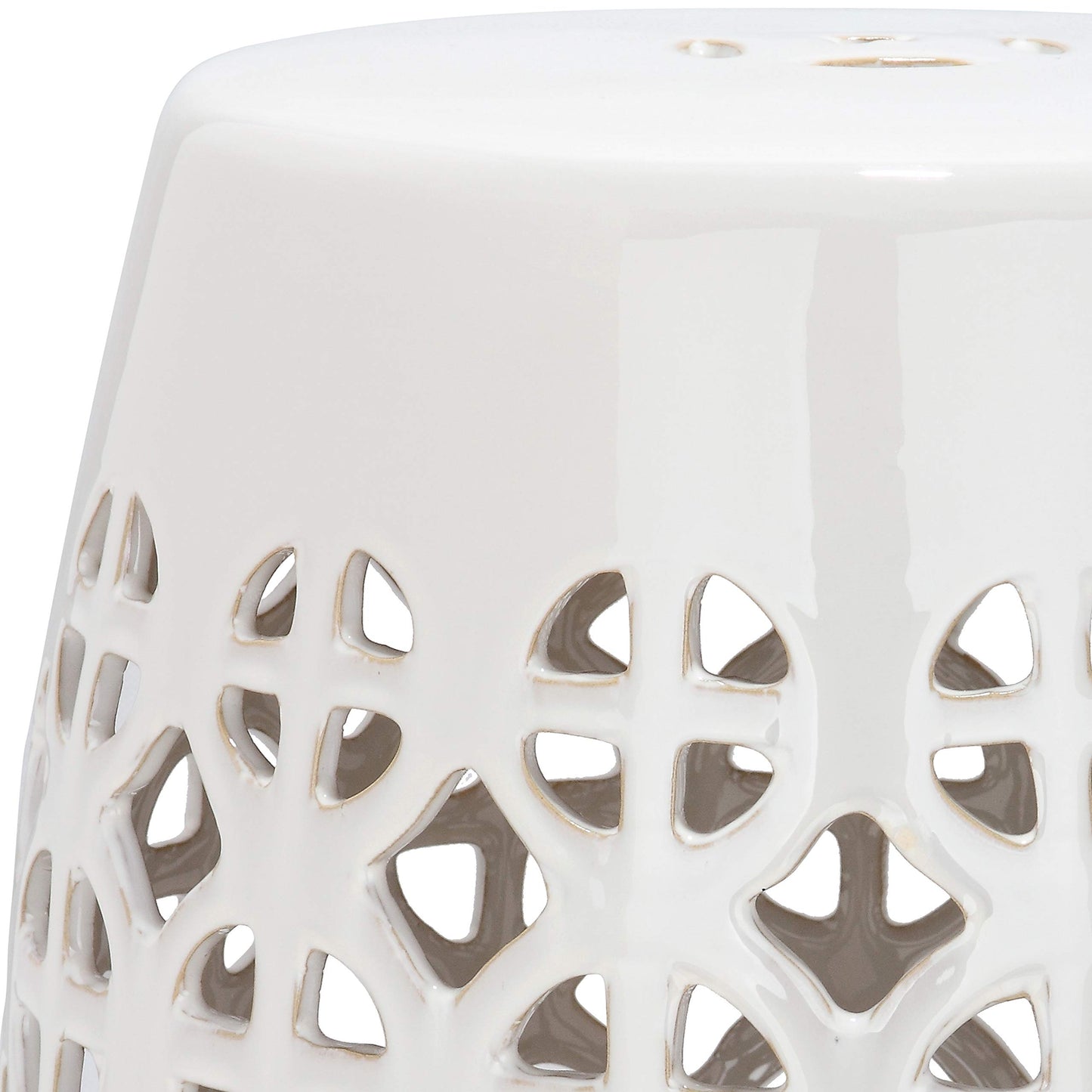 Safavieh Castle Gardens Collection Circle Lattice White Ceramic Garden Stool