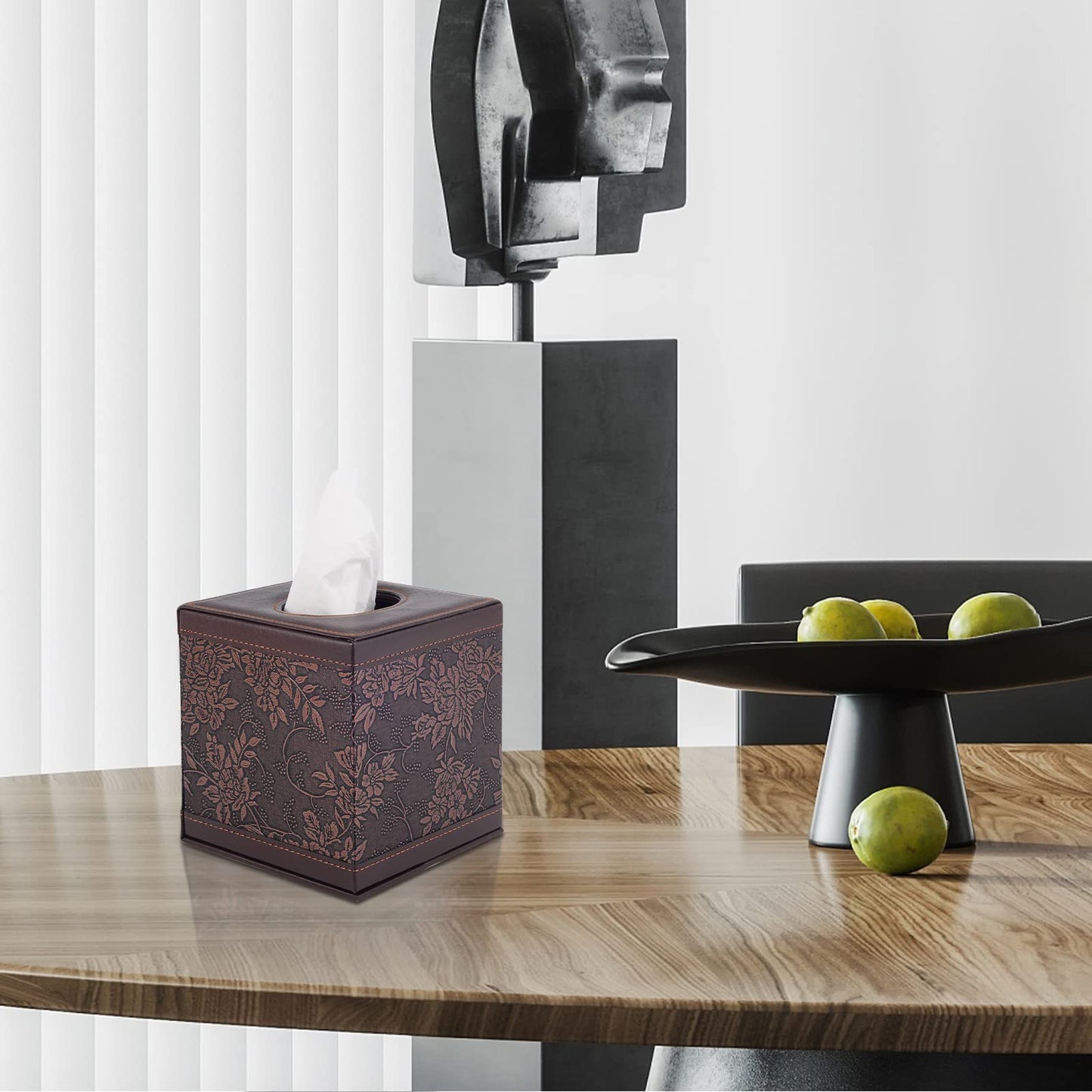 Tissue Box Cover Square,Modern Leather Tissue Box Holder for Napkin Facial Paper Organizer Bottom with Magnet Reinforcement for Home/Hotel/Restaurant/Office/car/Living Room(Retro)