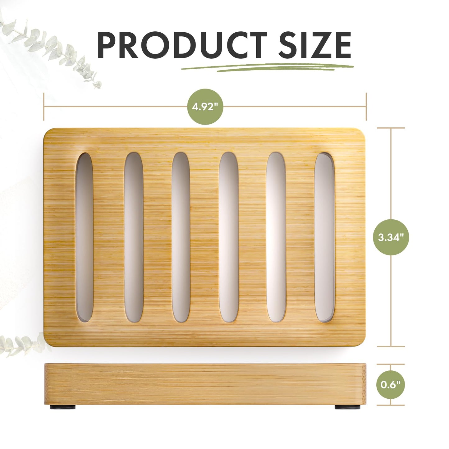 AmazerBath Soap Holder Soap Dish, Bamboo Soap Dish, 2 Pack Wood Bar Soap Holder for Shower, Trays Self Draining, Soap Saver for Shower, Bathroom, Kitchen(Natural Color)