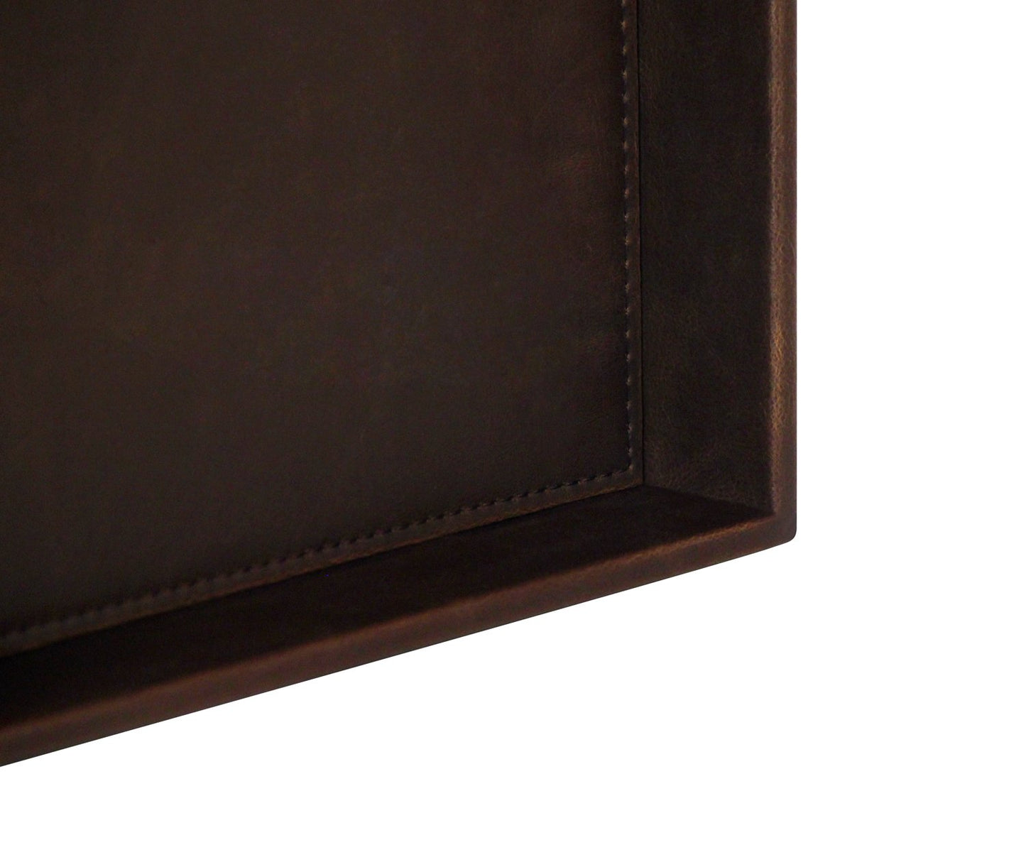 HofferRuffer Decorative Vanity Tray, Desktop Storage Organizer, Catchall Tray, Valet Tray, Nightstand or Dresser Organizer, PU Faux Leather Bathroom Tray, Brown, 10.2 x 8.4 x 1.8 inches