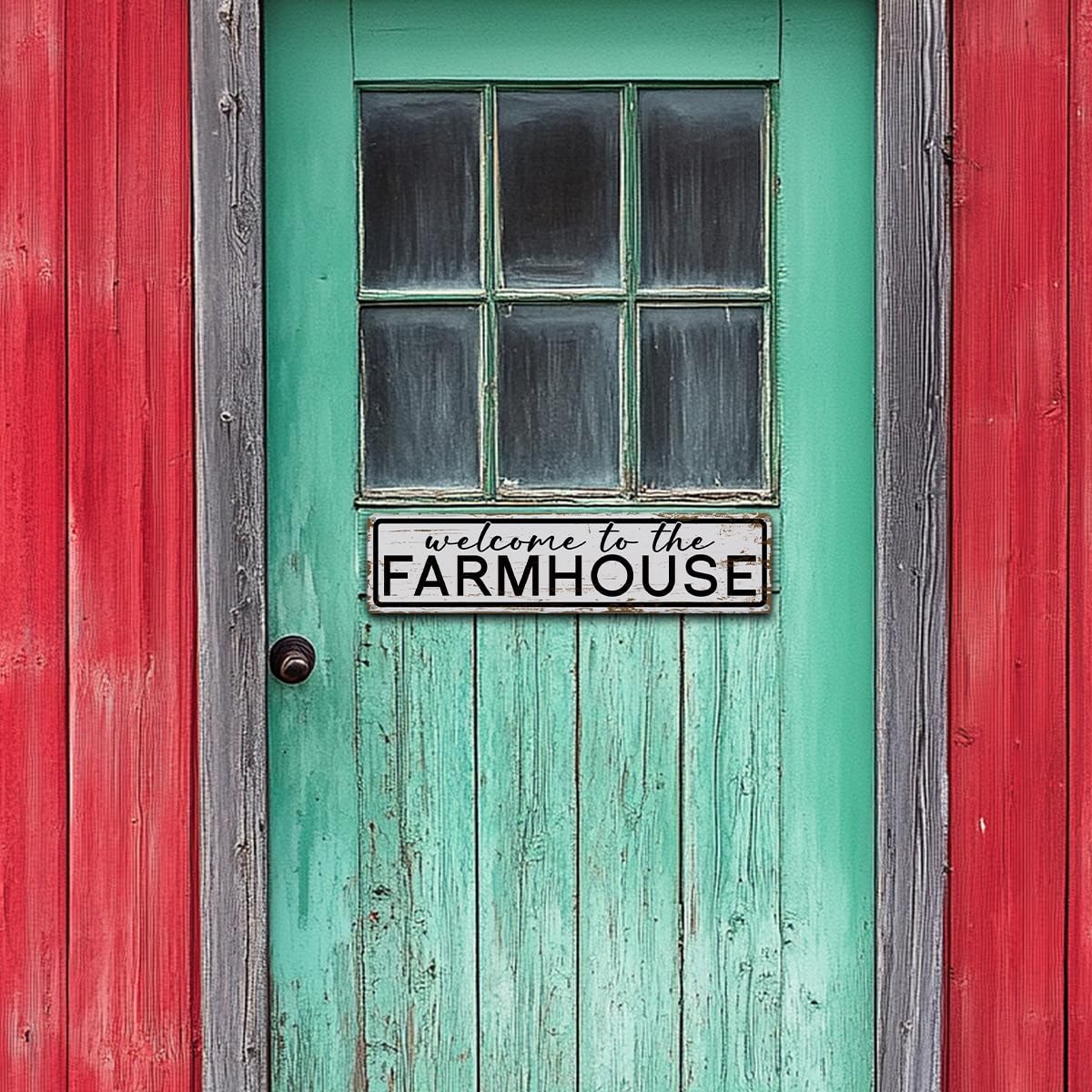 Rustic Farmhouse Sign, Metal Signs, Welcome to the Farmhouse, Retro Metal Tin Signs, Welcome Sign for Front Door Porch Decor, Farm Decor 15.8x4 Inch