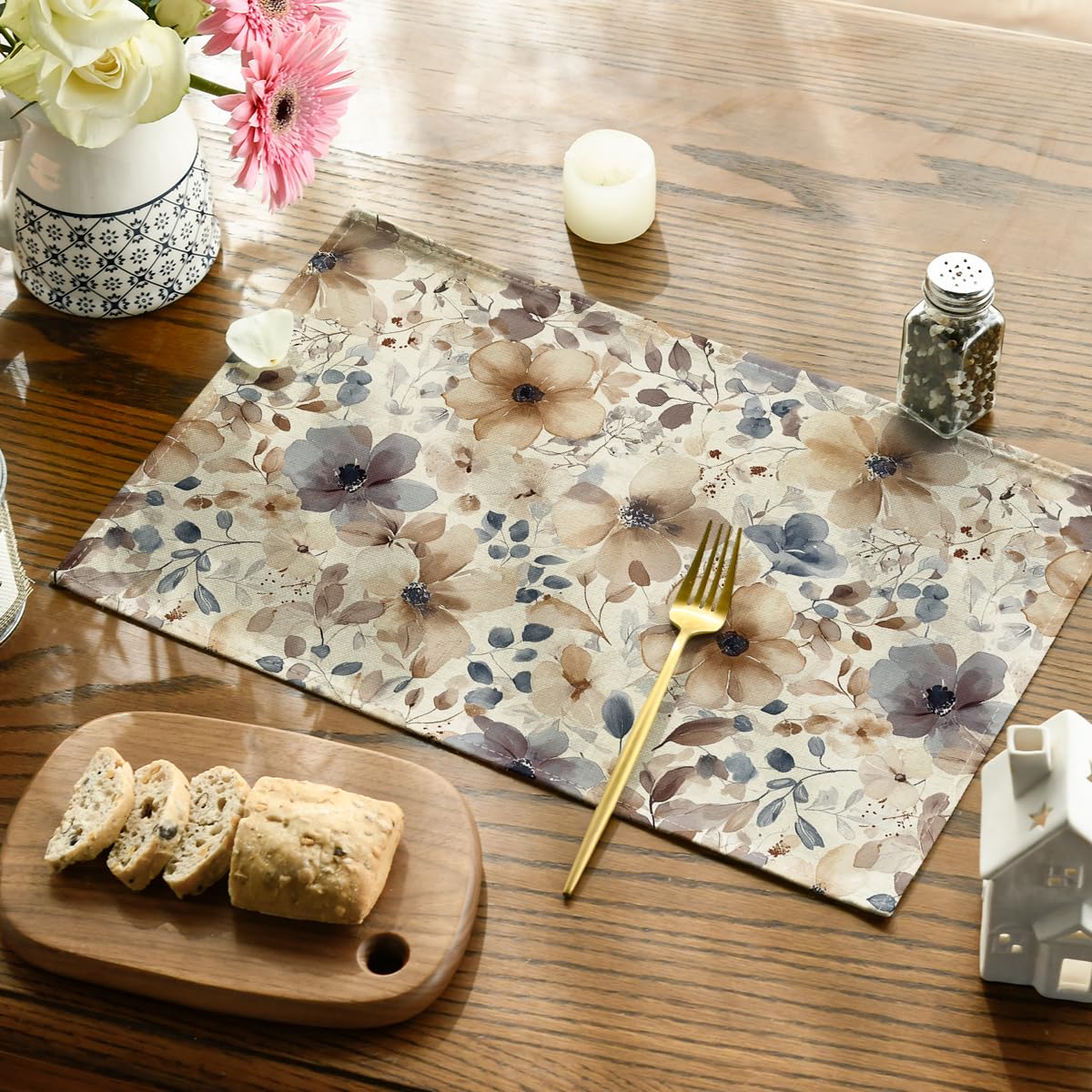 Artoid Mode Poppy Floral Spring Placemats Set of 4, 12x18 Inch Seasonal Summer Holiday Table Mats for Party Kitchen Dining Decoration