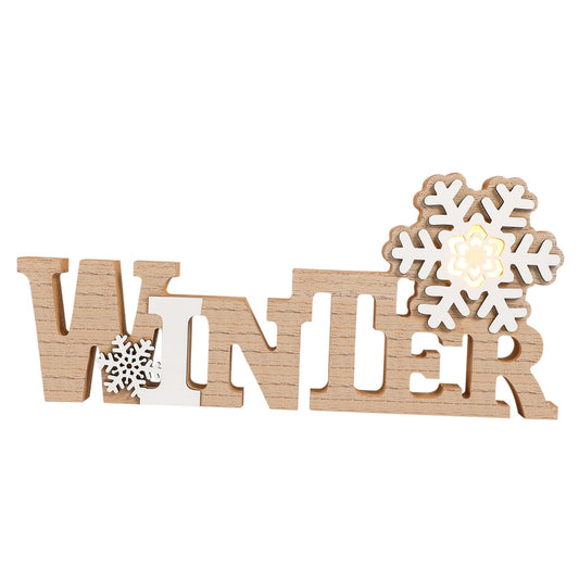 IMIKEYA Christmas Wooden Snowflake: Christmas LED Snowflake Sign Tabletop Decorations Winter Wood Sign Farmhouse Decorations LED for Xmas Home Table Decoration