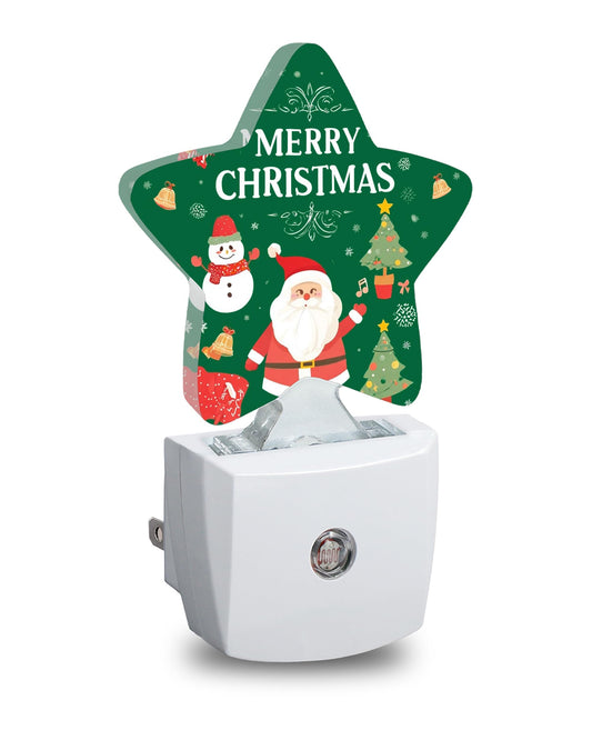 Star Night Light with Dusk to Dawn Sensor, Santa Claus Plug in Night Light for Kids Bedroom Nursery, Soft Warm Glow Lamp for Hallway Bathroom Energy Saving