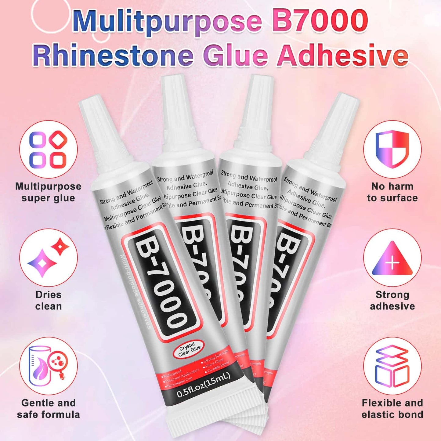 Audab Multicolor 4mm AB Rhinestone Kit with 16000pcs, 4pcs B7000 Jewelry Glue, Tools for Bedazzling Crafting, Graduation Cap, Jewelry, Shoes & Nails