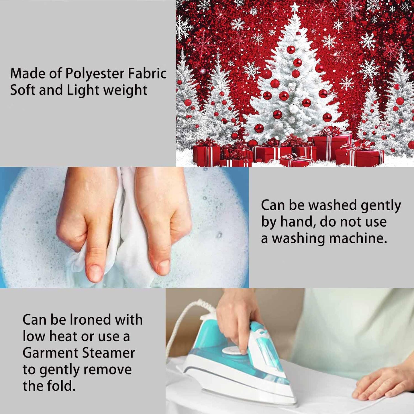 LDWLYW Snowy Christmas Backdrop Merry Christmas Holiday Birthday Party Decorations Banner Large Red White Snow Xmas Tree Winter Photography Background Wall Decor Photo Props 5x3ft