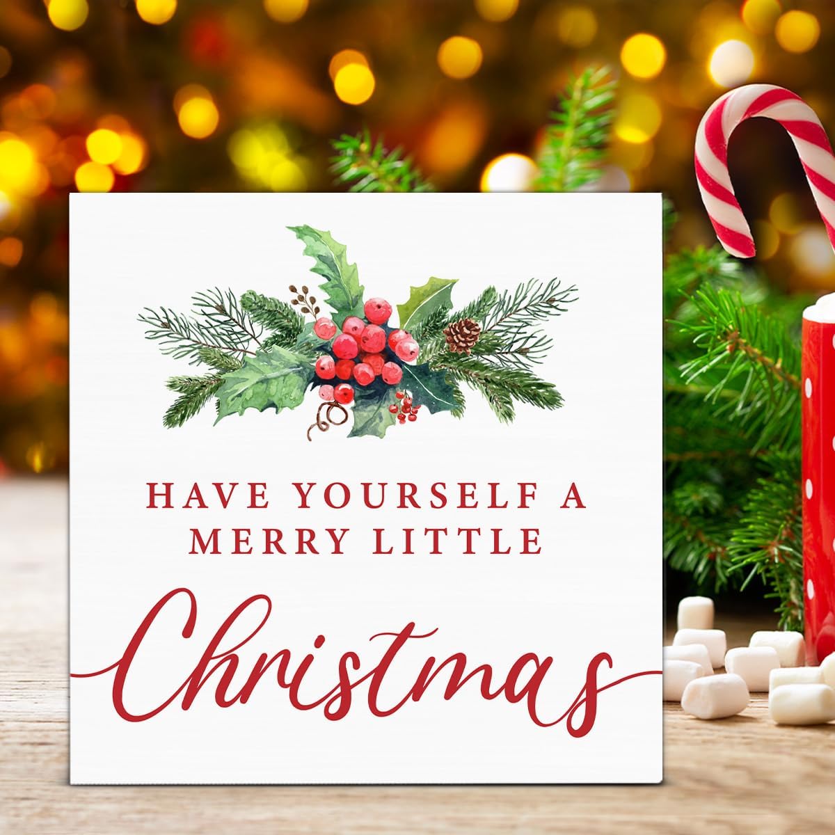 Christmas Decor Gifts Have Yourself a Merry Little Christmas Wood Block Sign for Home Office Table Shelf Decor Gifts