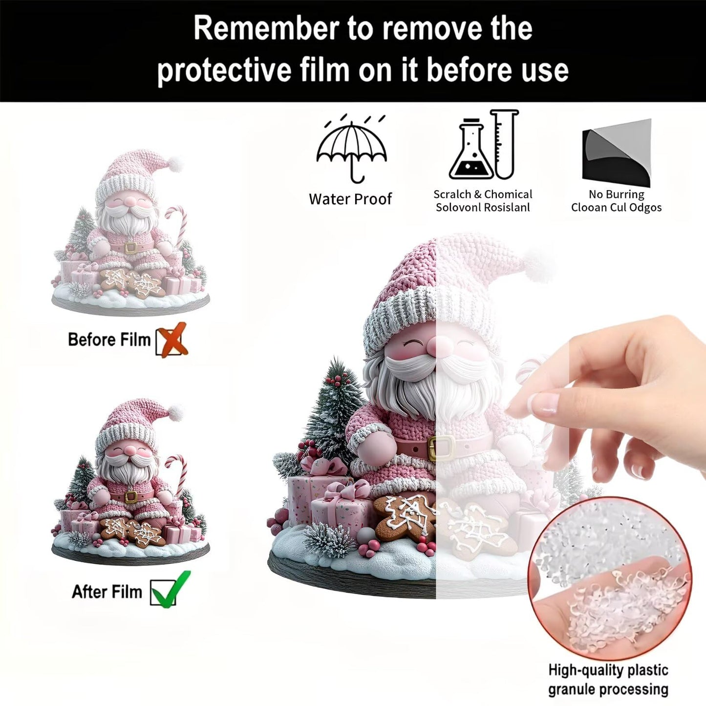 Pink Santa Claus Acrylic Desktop Decoration, Suitable for Home Décor in Living Room or Office. Idea Gift Choice: Halloween, Christmas, Birthday, Anniversary, Valentine's Day, Celebrations