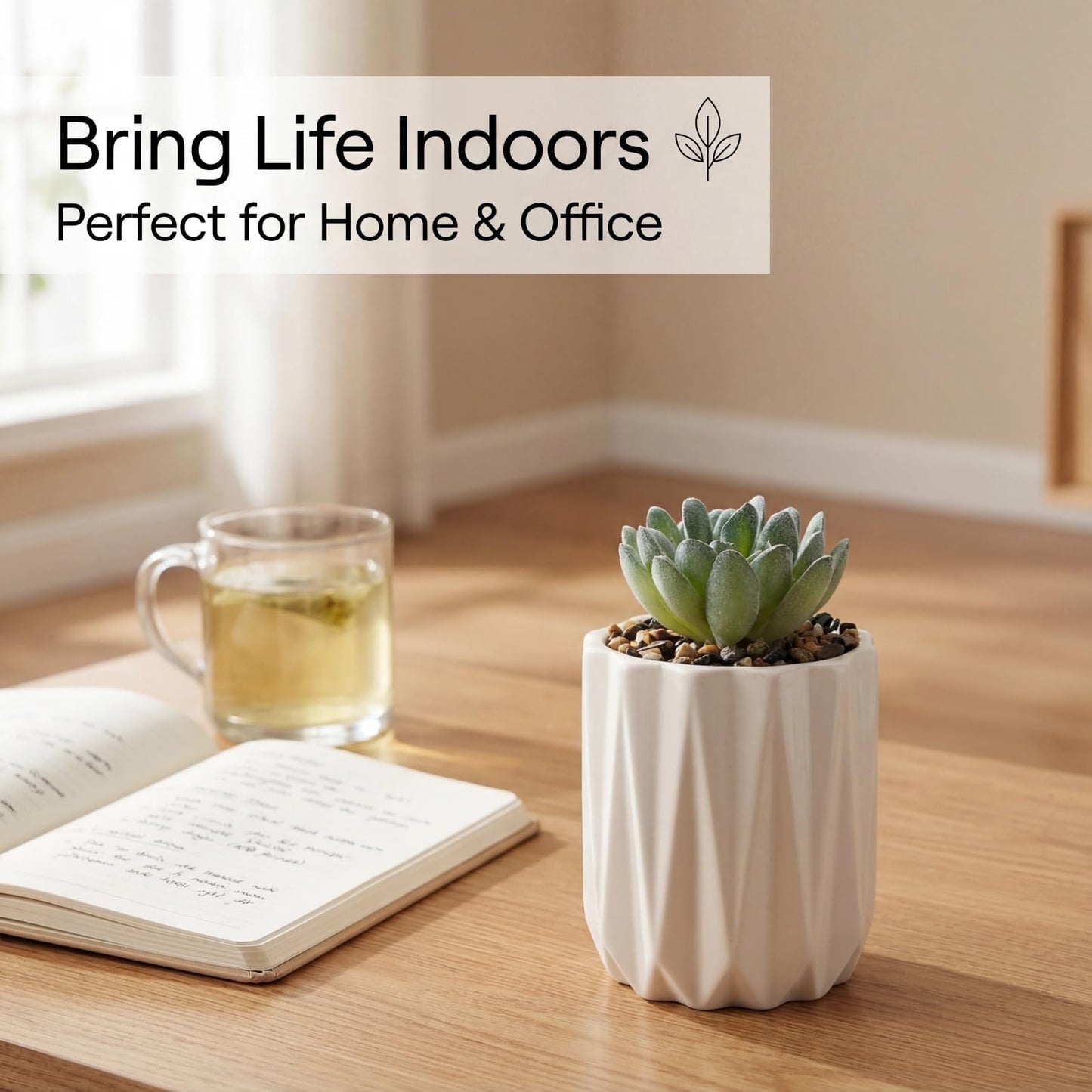 SUSOYAOCHEN Succulent Plant Pots Ceramic Plant Pots and Drainage Hole Bonsai Planter Small Flower Pots for Indoor Outdoor Use for Home Office Garden Decoration,Plants Not Included (White)