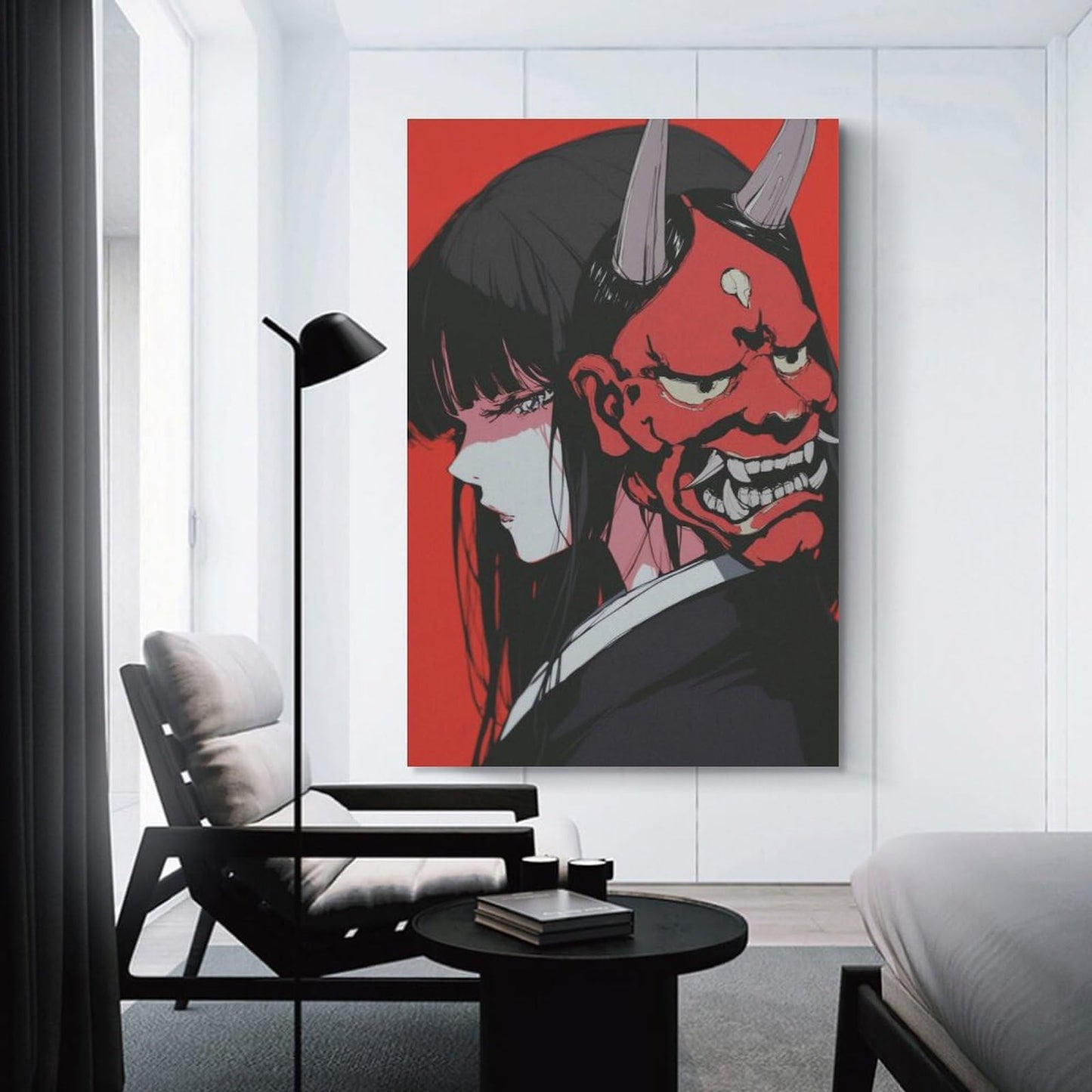 Japanese Female Samurai Anime Girl Poster Print Canvas Wall Art Pictures Home Decor for Living Room Hallway Bathroom Office Wall Decor 12x18inch(30x45cm)