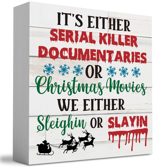 WRSUNT Spooky Horror Christmas Decor Funny Christmas Office Home Desk Shelf Decor, Primitive Christmas Decor, Christmas Story Decorations 5x5 inches