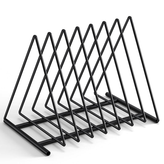 Fun storage Triangle Desk File Organizer, 7 Slots Metal File Sorter Magazine Holder Document Rack,Desktop Bookshelf Organizer for Office Home School,Black