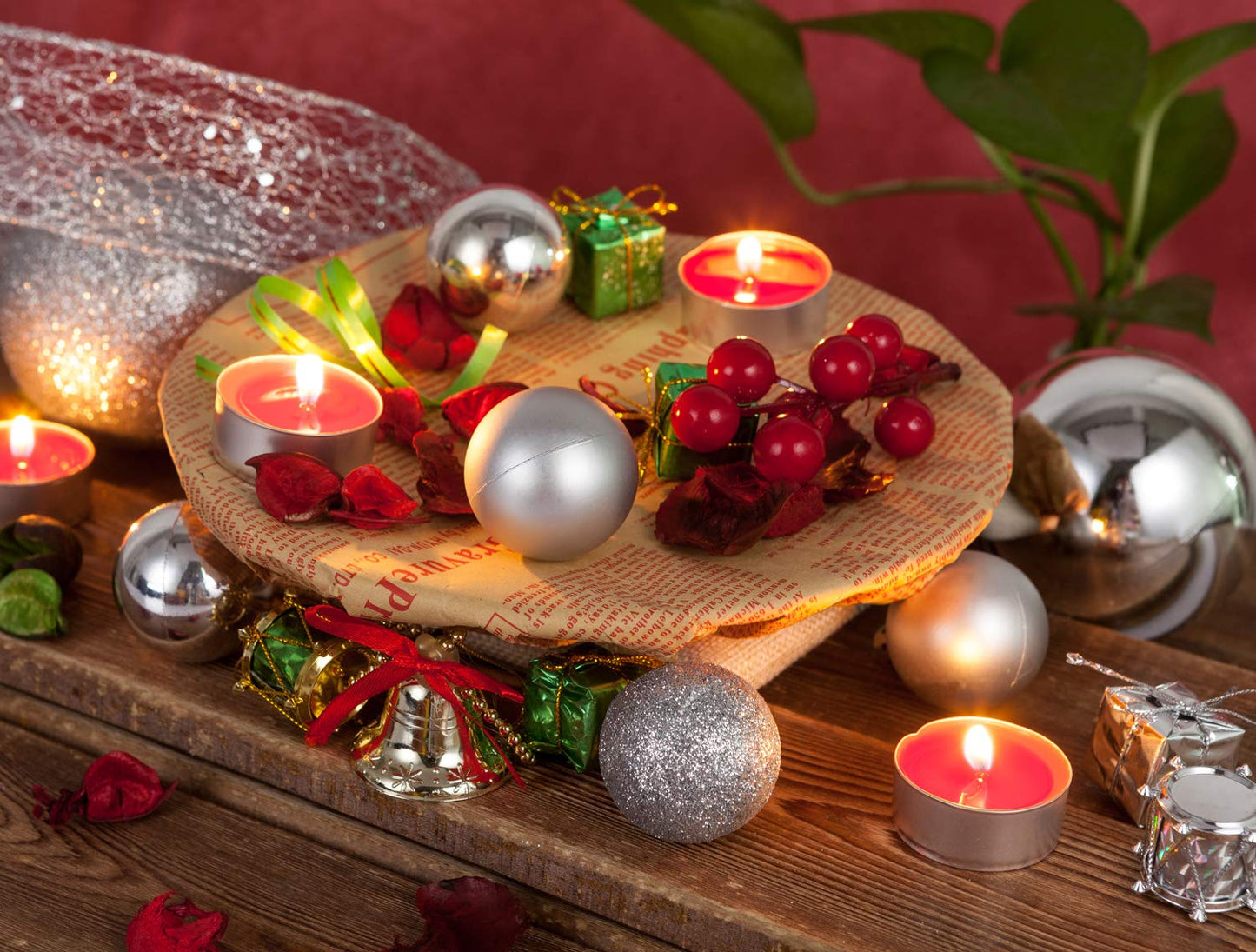 AMS 2.36''/60mm 34ct Christmas Ball Large Ornaments Party Decorations Shatterproof Festival Pendant Hangings for Xmas Tree Decor (60mm, Sivler)