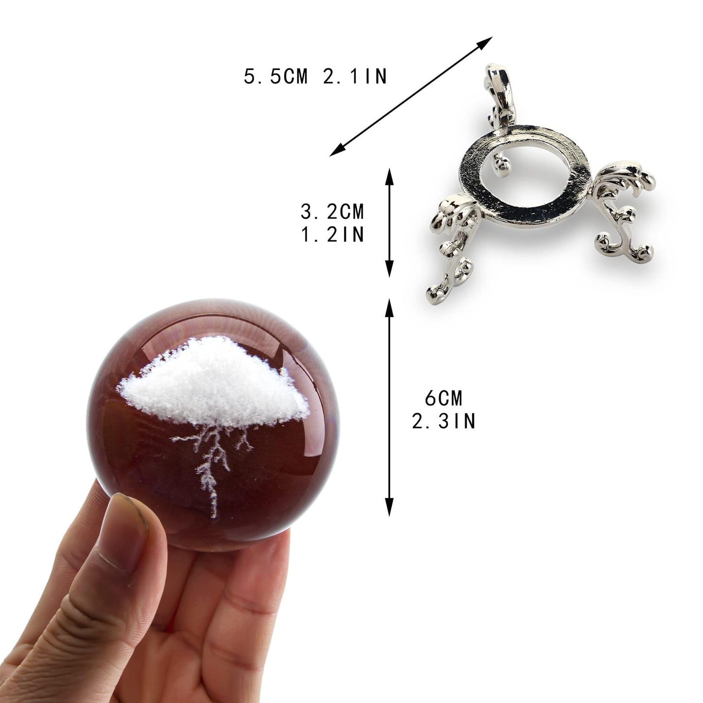 HDCRYSTALGIFTS 3D Lightning Cloud Crystal Decorative Ball Paperweight with Free Stand,60mm (2.3inch) Glass Art Engraving Sphere for Home Feng Shui Decoration Ornaments