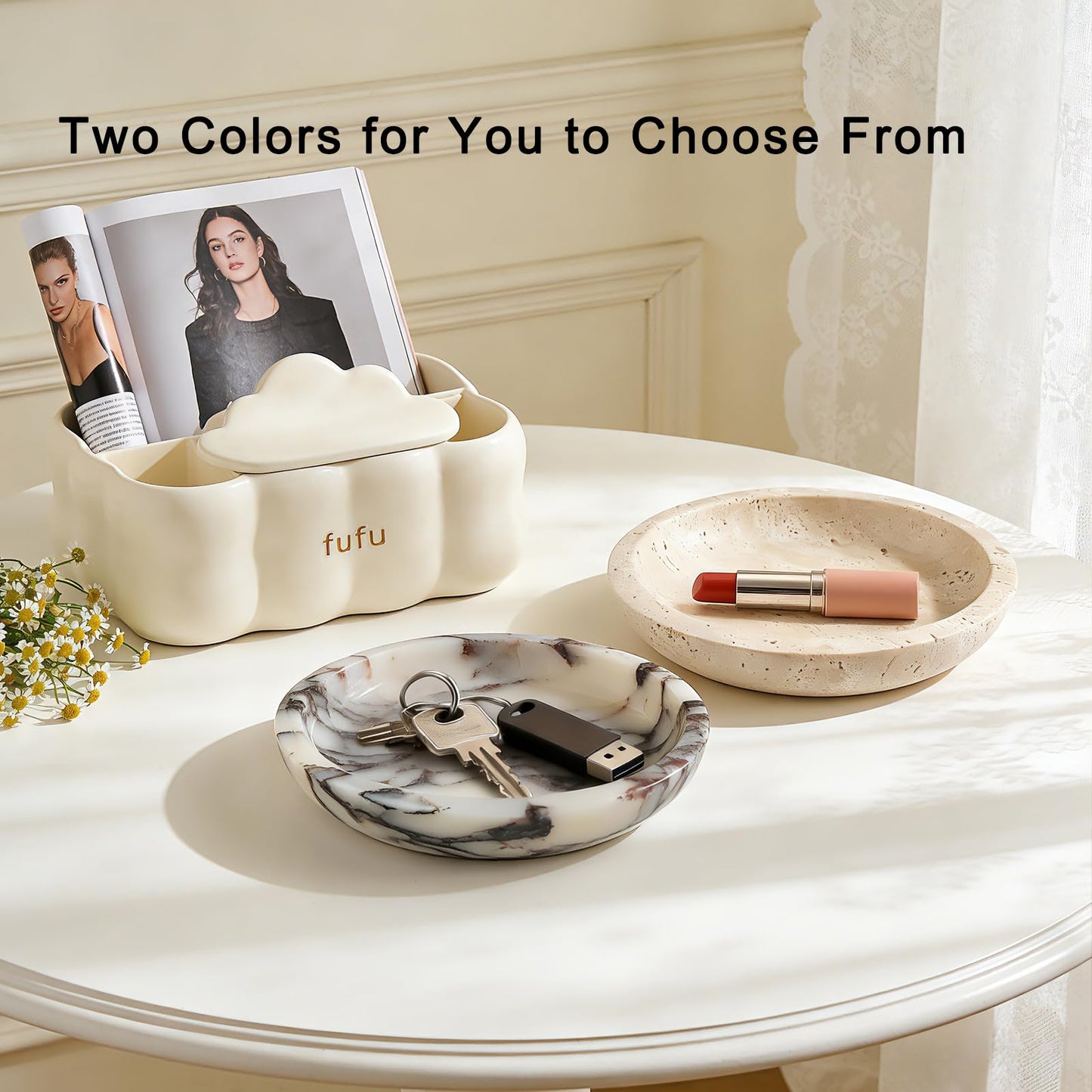 SZGYCSM Jewelry Tray,5.5"x5.5" Marble Jewelry Tray for Entryway Table,Countertop Bathroom, Kitchen Dresser,Marble Tray,Waiting for Storage of Small Trinket,Home Decor Organizer