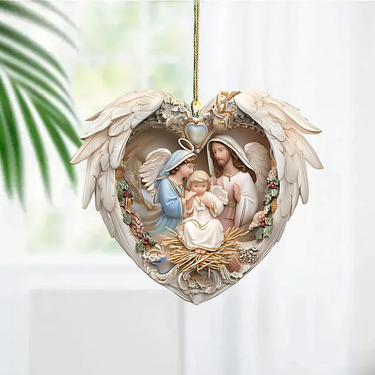 Chiristmas Gifts for Women Friend, Acrylic Decorative Hanging Pendant Heart Shaped Ornaments for Door Tree Car Decor (A)