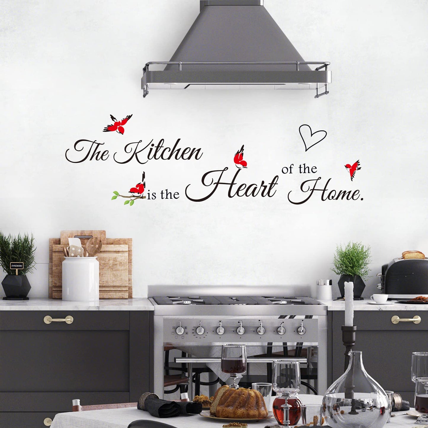 Rotumaty Kitchen Wall Stickers Decals Decor Kitchen The Heart of The Home Wall Decor Quotes Sign Utensil Art Decorations for Home Dining Room Coffee Shop