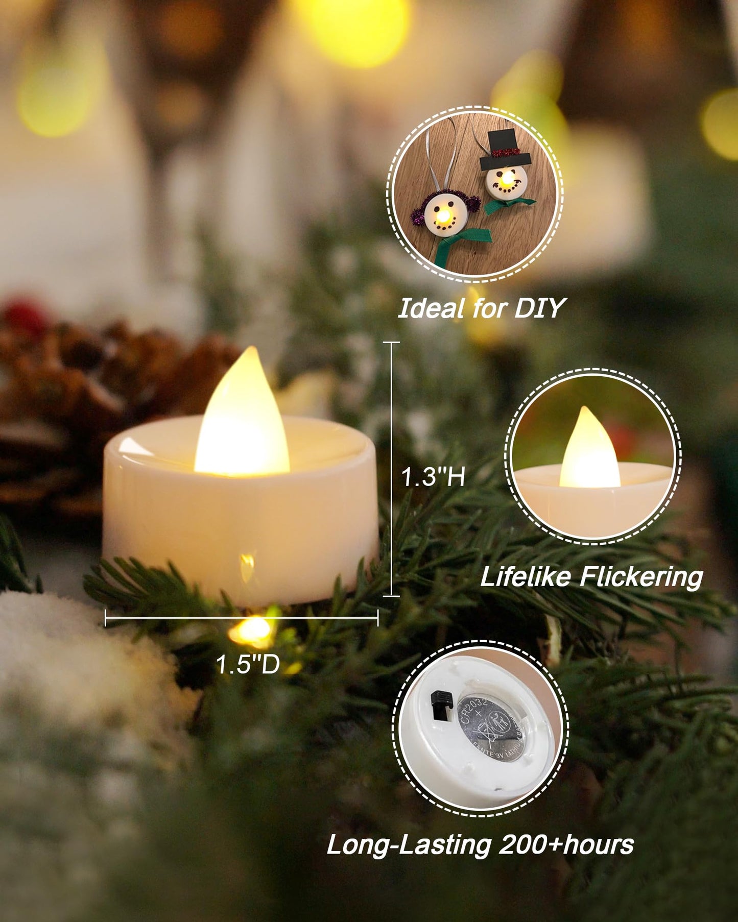 Amagic 30Pcs Flickering Flameless Tea Lights Battery Operated, 200+ Hours Long Lasting Electric Candle for Wedding Table Centerpiece, Home Decor, Gift, Holiday Decor