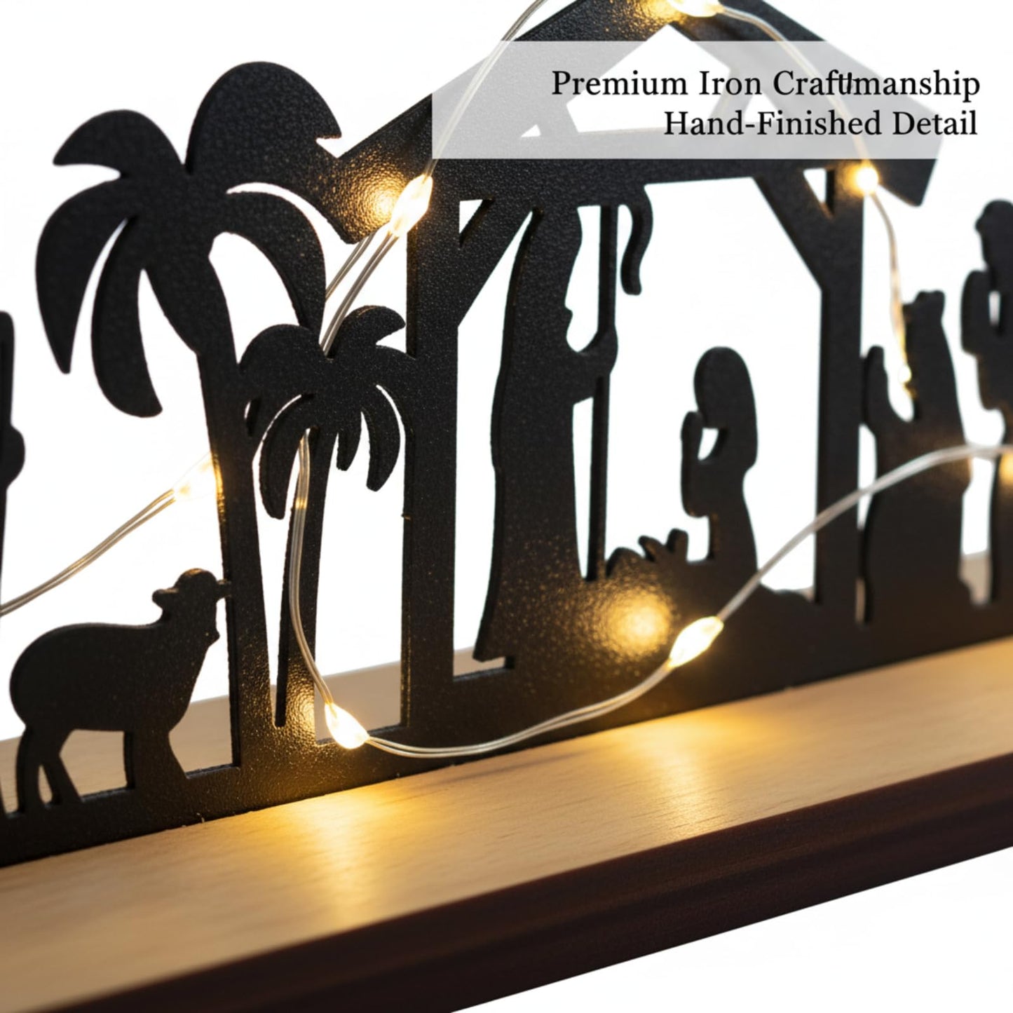 Qtaikong Christmas Table Decorations Wooden, Nativity Scene Silhouette Centerpiece - Christian Jesus Christmas Decor for Indoor Tabletop, Holiday Home Decor - B