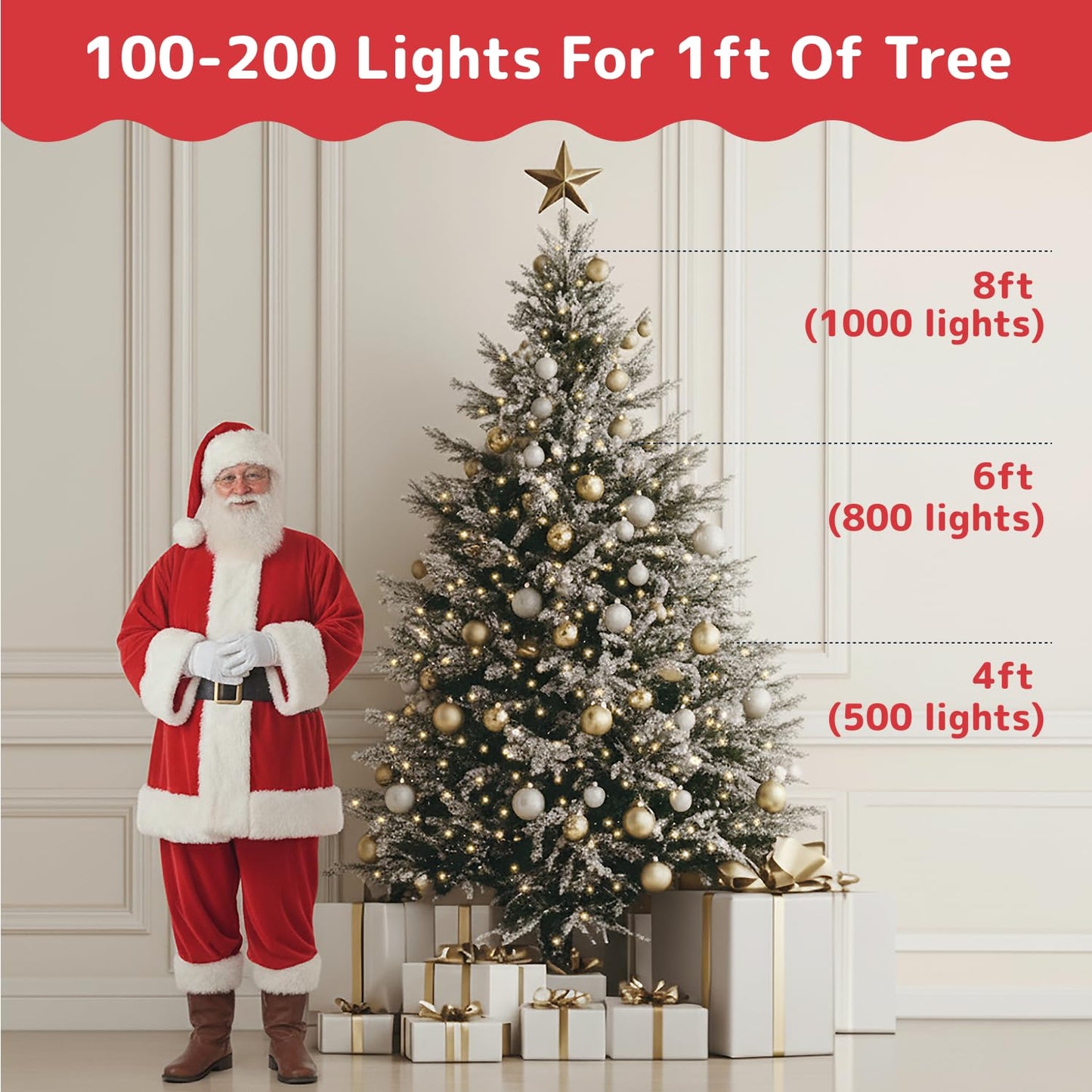 PREXTEX 100 Count Clear Christmas Lights - 20 ft Ultra Bright String Lights with Green Wire for Indoor and Outdoor Use, Christmas Trees, Holidays, Patios and Garden