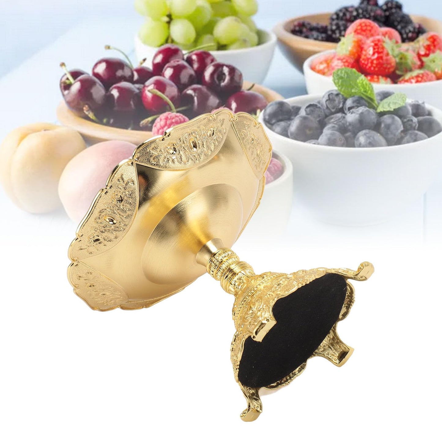 Fruit Plate European Style Fruit Tray Snack Tray,Fruits Basket Ornaments Food Serving Tray, Metal Zinc Alloy Snack Nut Food Serving Storage Rack Dining Table Decor for Desktop Decoration(Gold)