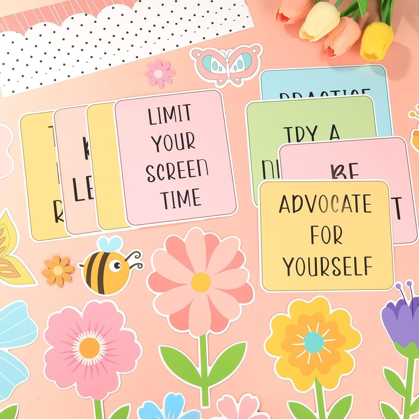 Spring Bulletin Board Decorations Positive Flower Butterfly Paper Cutouts Inspirational This is Your Year Bulletin Board Set Spring Bee Floral Poster for School Class Chalkboard Wall Decoration Favor