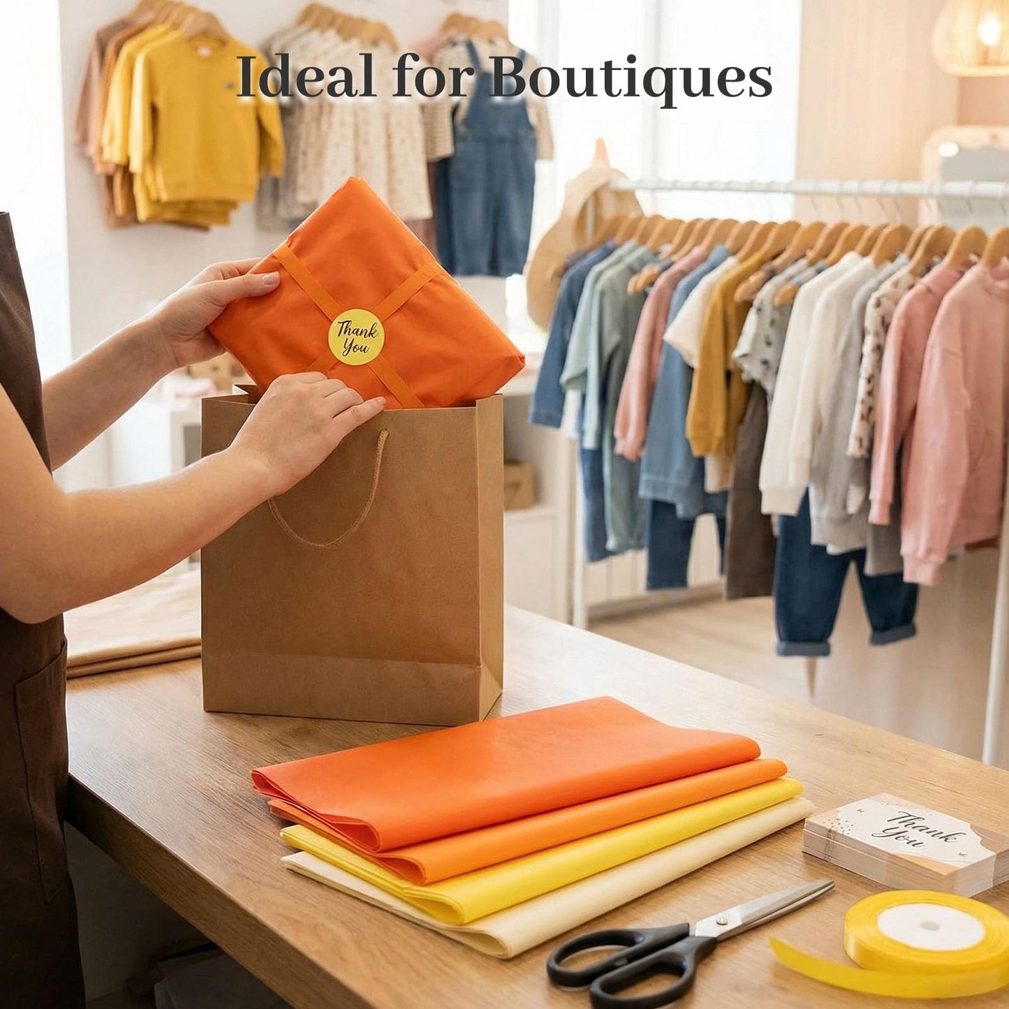 Koogel 112 Sheets Orange Tissue Paper, 20x14 Inch Yellow Tissue Paper for Gift Bags, Mother's Day DIY Crafts Gift Wrapping Decor